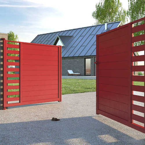 portail moderne aluminium rouge