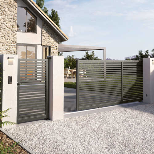 Portail barreaux aluminium horizontaux