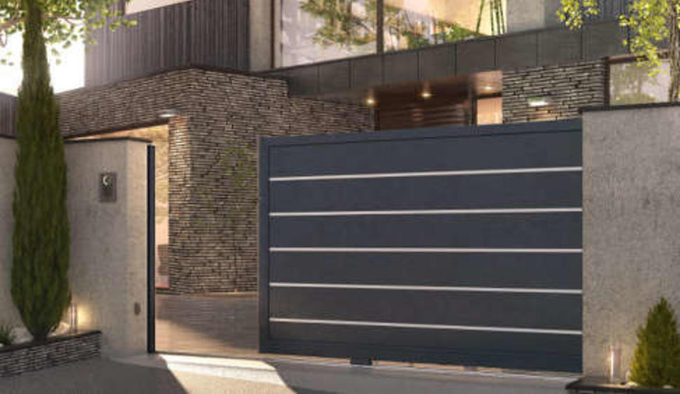 portail lames anodise kantum portails moderne coulissant