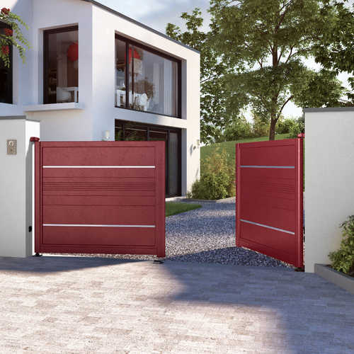 portail moderne rouge aluminium