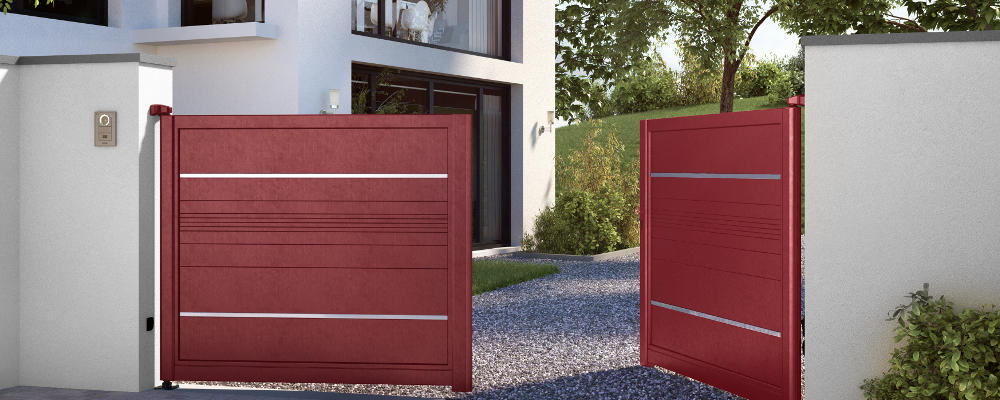 portail moderne rouge aluminium